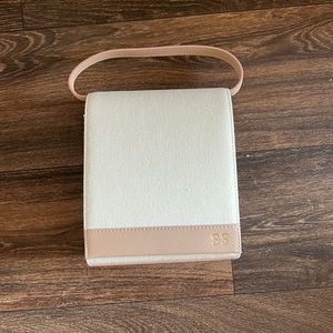 TDE White and Rose Small Canvas Top Handle bag